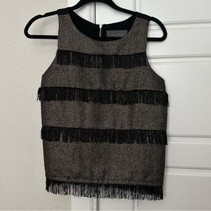 Anthropologie Sunday in Brooklyn fringe top metallic gold